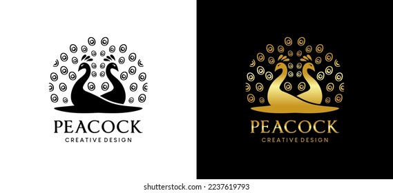 Peacock-Logo-Design im kreativen, luxuriösen Silhouettenstil