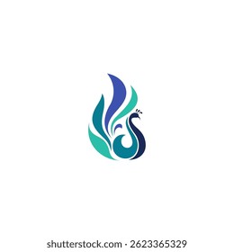 Peacock logo design with elegant tail