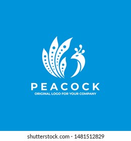 Peacock logo design. Isolated bird logo on a white background. can be used as symbols, brand identity, company logo, icons, or others. Color and text can be changed according to your need.
