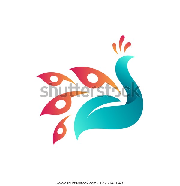 Peacock Logo Design Leaf Shape Stock Vector (Royalty Free) 1225047043