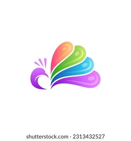 Peacock logo design in multiple color