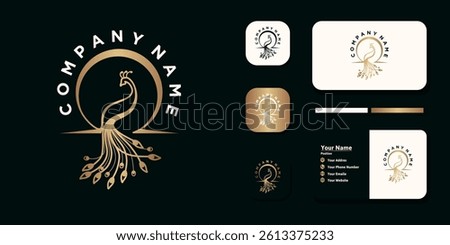 peacock logo design reference, and business card template