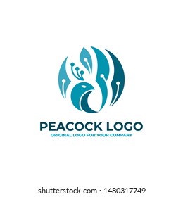 Peacock logo design template. Creative peacock logo for your company.