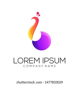 peacock logo design vector abstract