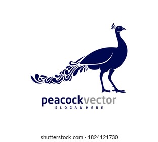 Peacock logo design vector template, Peacock bird illustration