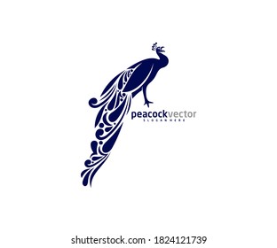 Pfau-Logo-Design, Vektorvorlage, Peacock-Vogelgrafik