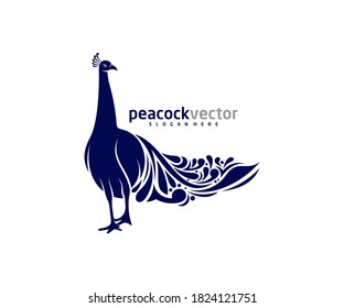 Peacock logo design vector template, Peacock bird illustration