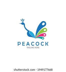 Peacock logo design vector template, Peacock bird illustration