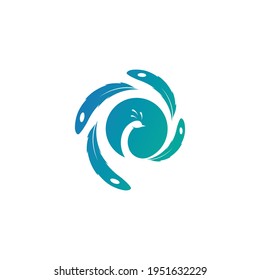 Pfau-Logo-Design, Vektorvorlage, Peacock-Vogelgrafik