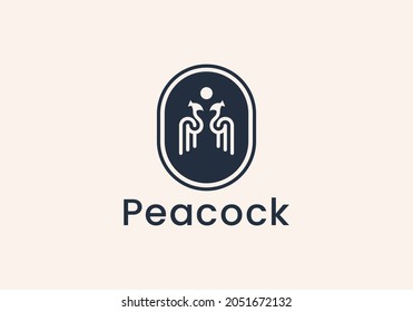 Peacock Logo design vector template. Luxury Fashion Jewelry stylish Logotype icon.
