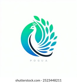 peacock logo in green color on white background