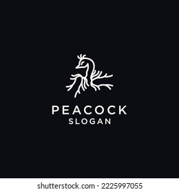 Plantilla de diseño de icono del logotipo del Peacock vector plano