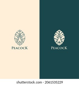 Peacock Logo Icon with Unique Luxury Linear Style Vector Illustration