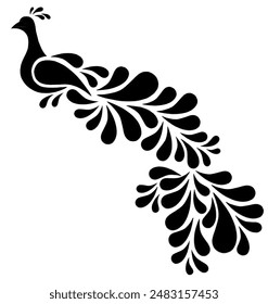 Peacock, logo or image for cross stitch handicrafts in the form of a peacock spreading its beautiful tail