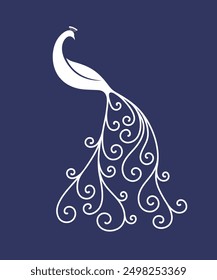 Logotipo del pavo real. Pavo real aislado sobre fondo blanco
