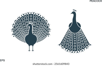 Peacock logo. Isolated peacock on white background