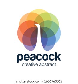 peacock logo negative space style