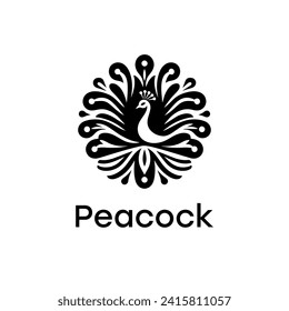 Logotipo de pavo real elegancia simple y limpio