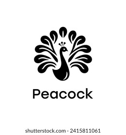 Logotipo de pavo real elegancia simple y limpio