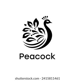 Logotipo de pavo real elegancia simple y limpio