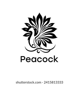 Logotipo de pavo real elegancia simple y limpio
