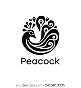 Logotipo de pavo real elegancia simple y limpio
