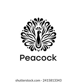 Logotipo de pavo real elegancia simple y limpio