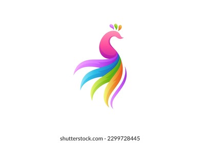 Peacock logo template with colorful gradient