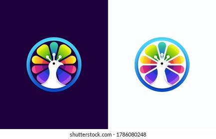 Peacock logo template with colorful styles