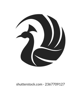 Pfau Logo Vorlage isoliert. Markenidentität. Abstrakte Vektorgrafik von Icon