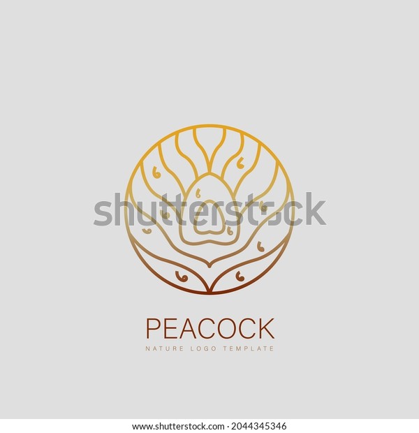 Peacock Logo Template Round Emblem Like Stock Vector (Royalty Free ...