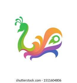 peacock logo vector template in colorful gradient color style