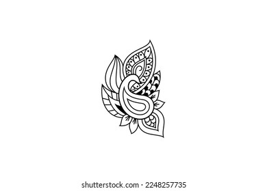 Peacock logo in zentangle design style