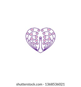 Peacock Love Line Art