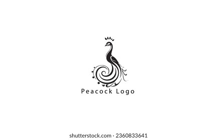 Peacock Luxury black Logo Monoline Classic white background