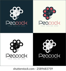 peacock luxury silhouette logo set design template