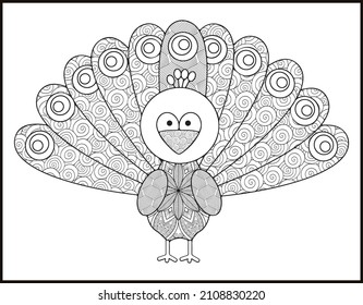 peacock mandala coloring page for kids