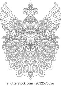 peacock mandala design for coloring page print