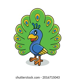 Peacock mascot character logo design vector illustration