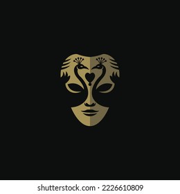 Peacock mask logo template vector, Perfect to use for theatre, opera, carnival, halloween etc.