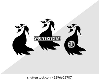 Peacock Monogram Vector Illustration Silhouette