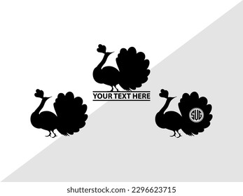 Silución de la ilustración del vector monograma de pavo real