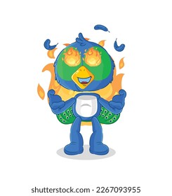 the peacock on fire mascot. cartoon vector