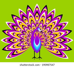 Peacock on a green background (motion illusion)
