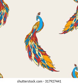peacock on seamless background