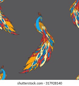 peacock on seamless background