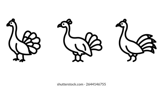 peacock outline or line icon design bundle.