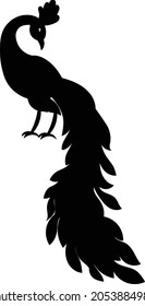 Peacock outline silhouette vector art and illustration