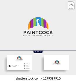 peacock painting rainbow colorfull logo template vector icon element