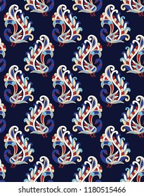 Peacock pattern allover on navy